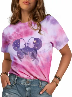 Tie Dye Shirt Women - Novelty Tie Dye T Shirt Short Sleeve Round Neck Casual Trendy Graphic Tee for Girls